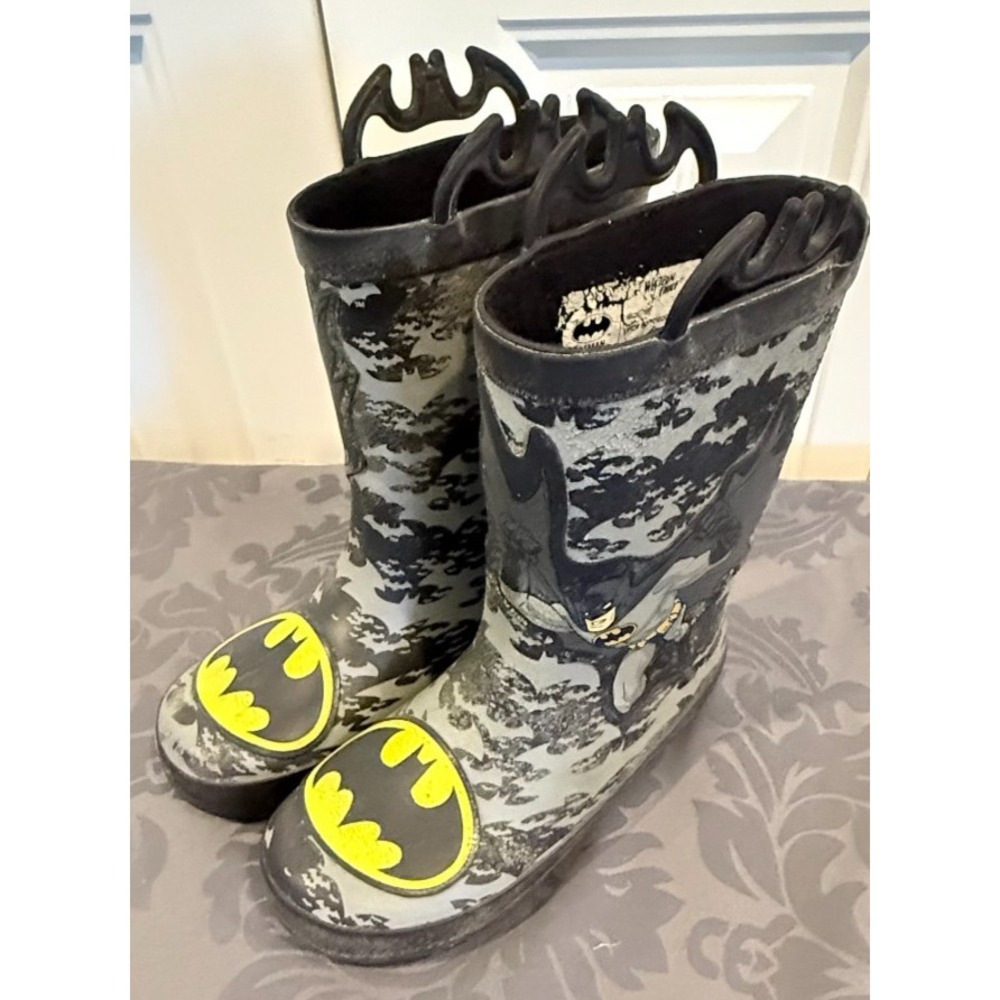 Western Chief Batman Rain Boots Kids Size 13/1 Black Gray Camo Waterproof